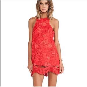 Lovers + Friends Caspian red floral crochet lace sleeveless dress Extra Small XS